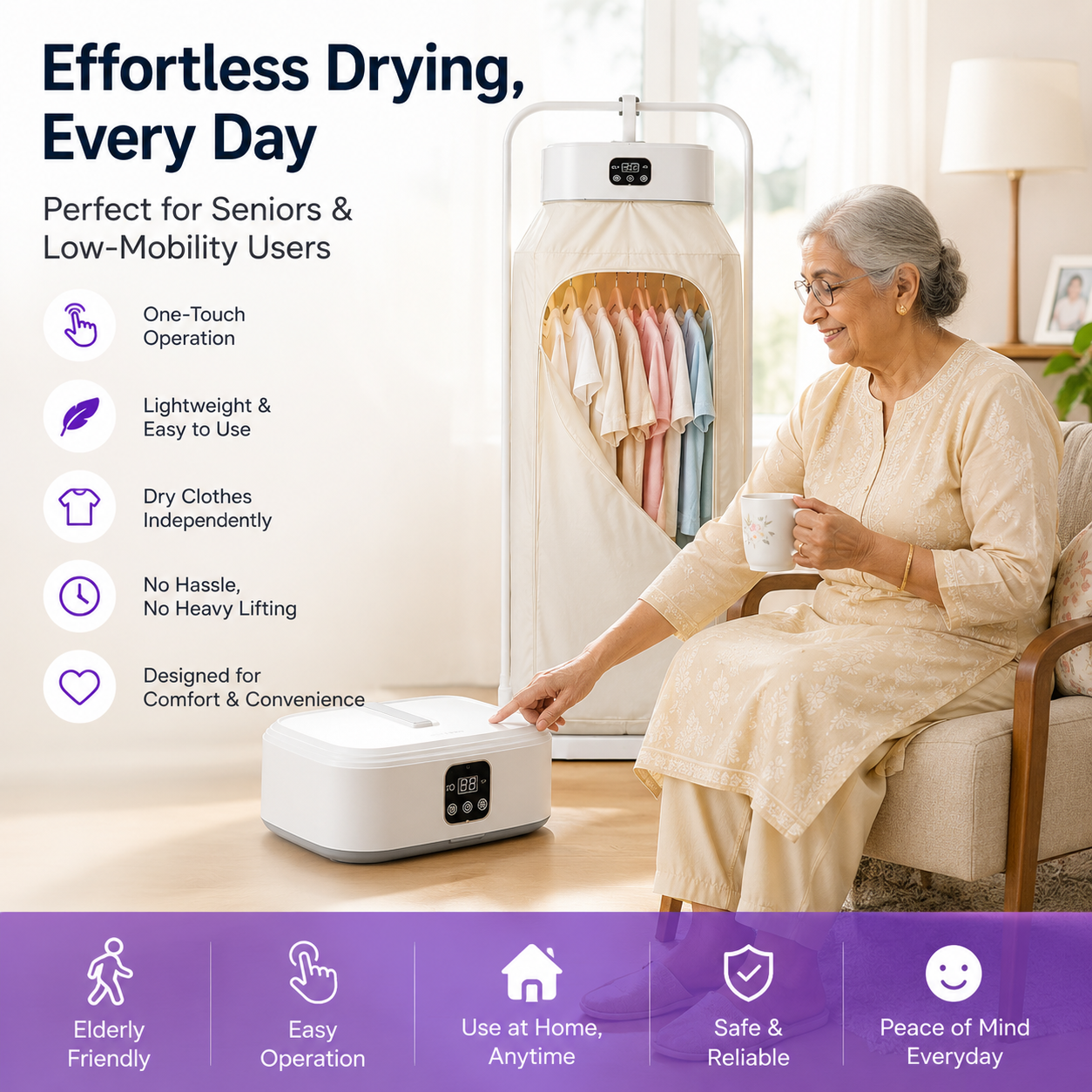 Portable electric clothes dryer