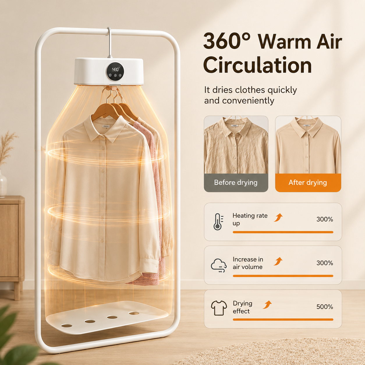Portable electric clothes dryer